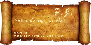 Podhorányi Jenő névjegykártya